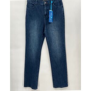 Soft Surroundings 12 Triple S Jeans Womens Dark Wash Slimming Straight Leg New